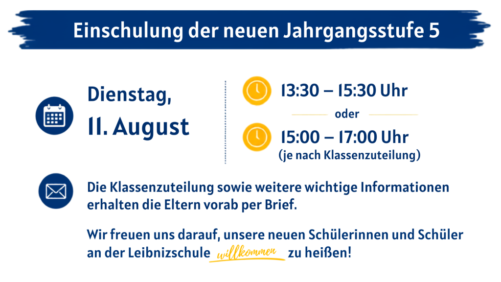 Einschulung der neuen Jahrgangsstufe 5